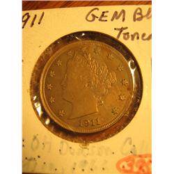 1911 5c Toned GEM