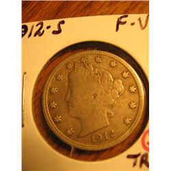 1912-S nickel, F-VF