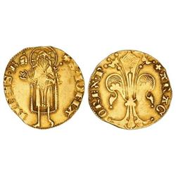 MEDIEVAL COINS: CATALONIA-ARAGÓN - Florí. PERE III. PERPINYÀ. Anv.: S.IOHA-NNES.B. Marca: yelmo. Rev