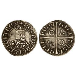 MEDIEVAL COINS: CATALONIA-ARAGÓN - Croat. PERE III. BARCELONA. Anv.: PETRUSDEIGRACIAREX. Efigie coro
