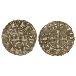 MEDIEVAL COINS: KINGDOM OF NAVARRE - Dinero. TEOBALDO II. Anv.: DE NAVARIE. Castillo esquemático sob