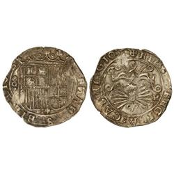 SPANISH MONARCHY: FERDINAND AND ISABELLA - 2 Reales. GRANADA. R. Anv.: G entre circulitos-Escudo-II 
