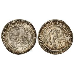 SPANISH MONARCHY: FERDINAND AND ISABELLA - 1 Real. SEGOVIA. P. Rev.: Acueducto de 2 pisos. P. Acuñac