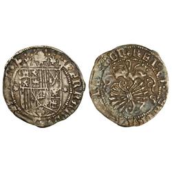 SPANISH MONARCHY: FERDINAND AND ISABELLA - 1 Real. SEVILLA. Anv.: -escudo-. Rev.: S. Haz de 6 flecha