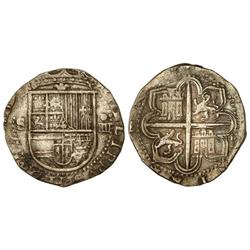 SPANISH MONARCHY: PHILIP II - 4 Reales. S/F. SEVILLA. 13,68 grs. Flor de lis entre escudo y corona. 