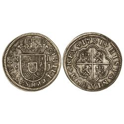 SPANISH MONARCHY: PHILIP V - 2 Reales. 1721. SEVILLA. J. (Pequeño defecto de acuñación en reverso). 