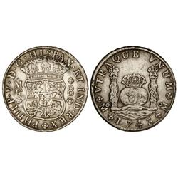 SPANISH MONARCHY: PHILIP V - 8 Reales. 1743. MÉXICO. M.F. Columnario. (Rayita en reverso). Cal-795. 