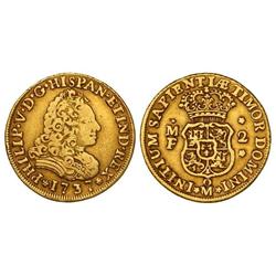 SPANISH MONARCHY: PHILIP V - 2 Escudos. 1737. MÉXICO. M.F. RARA. Cal-362. MBC-/MBC. 