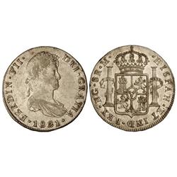 SPANISH MONARCHY: FERDINAND VII - 8 Reales. 1821. GUATEMALA. M. Parte de brillo original. Cal-470. E