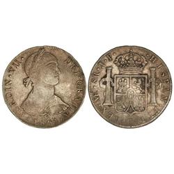 SPANISH MONARCHY: FERDINAND VII - 8 Reales. 1811. LIMA. J.P. Busto Indígena. Pátina. Cal-476. MBC. 