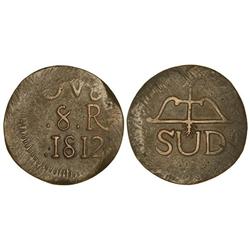 SPANISH MONARCHY: FERDINAND VII - 8 Reales. 1812. MORELOS. Sin adornos. (Rayas de ajuste). Cal-577. 