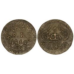 SPANISH MONARCHY: FERDINAND VII - 8 Reales. 1814. MORELOS. AE. Con adornos. (Rayitas de ajuste). Cal