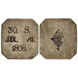 SPANISH MONARCHY: FERDINAND VII - 30 Sous. 1808. PALMA DE MALLORCA. Octogonal. Cal-519. MBC+. 