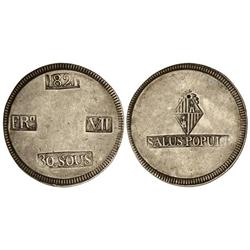 SPANISH MONARCHY: FERDINAND VII - 30 Sous. 1821. PALMA DE MALLORCA. Pequeño golpe de punzón en vérti