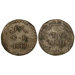 SPANISH MONARCHY: FERDINAND VII - 8 Reales. 1813. TIERRAS CALIENTES. Cal-655. (MBC). 