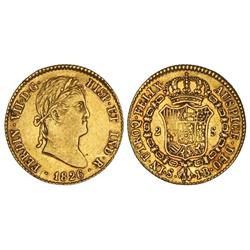 SPANISH MONARCHY: FERDINAND VII - 2 Escudos. 1826. SEVILLA. J.B. Cal-270. MBC+. 
