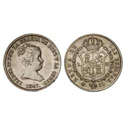 SPANISH MONARCHY: ELISABETH II - 1 Real. 1847. MADRID. C.L. (Leves rayitas en anverso). Cal-415. EBC