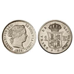 SPANISH MONARCHY: ELISABETH II - 1 Real. 1859. MADRID. Restos de brillo original. Cal-421. EBC+. 