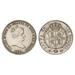 SPANISH MONARCHY: ELISABETH II - 1 Real. 1850. SEVILLA. R.D. Busto pequeño. (Leves rayitas en anvers