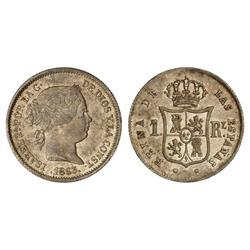 SPANISH MONARCHY: ELISABETH II - 1 Real. 1863. SEVILLA. Brillo original. Cal-443. SC. 