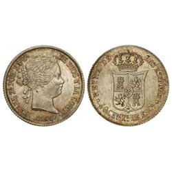 SPANISH MONARCHY: ELISABETH II - 40 Céntimos de Escudo. 1866. MADRID. Gran parte de brillo original.