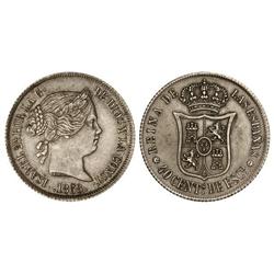 SPANISH MONARCHY: ELISABETH II - 40 Céntimos de Escudo. 1868 (*18-68). MADRID. Pátina. (Rayita y peq
