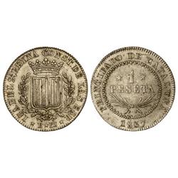 SPANISH MONARCHY: ELISABETH II - 1 Peseta. 1837. BARCELONA. P.S. Brillo original. (Leves hojitas). C