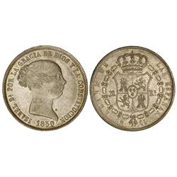 SPANISH MONARCHY: ELISABETH II - 20 Reales. 1850. MADRID. Gran parte de brillo original. (Leves rayi