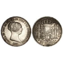 SPANISH MONARCHY: ELISABETH II - 20 Reales. 1851. MADRID. (Pequeños golpecitos en canto). Cal-172. E