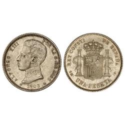 PESETA SYSTEM: ALFONSO XIII - 1 Peseta. 1903 (*19-03). S.M.-V. EBC+. 