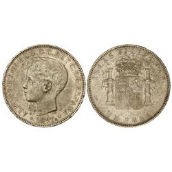 PESETA SYSTEM: ALFONSO XIII - 1 Peso. 1897. MANILA. S.G.-V. (Pequeñas rayitas, golpecitos y oxidacio