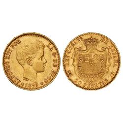 PESETA SYSTEM: ALFONSO XIII - 20 Pesetas. 1899 (*18-99). S.M.-V. (Pequeñas rayitas y golpecitos en a