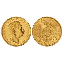 WORLD COINS: GERMAN STATES - 20 Marcos. 1897-A. PRUSIA. AU. (Leves golpecitos). KM-521. EBC+. 