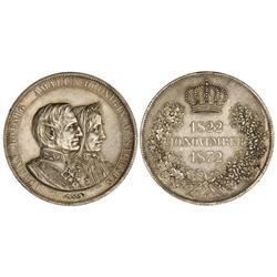 WORLD COINS: GERMAN STATES - 2 Thaler (3 1/2 Gulden). 1872-B. SAJONIA. AR. Bodas de oro Juan y Ameli