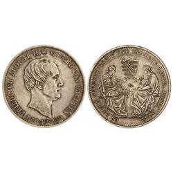 WORLD COINS: GERMAN STATES - Thaler. 1854-F. SAXONY-ALBERTINE. AR. Muerte rey Federico Augusto II. P