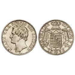 WORLD COINS: GERMAN STATES - Thaler. 1856-F. JOHANN V. SAJONIA-ALBERTINE. AR. KM-1188. MBC+. 