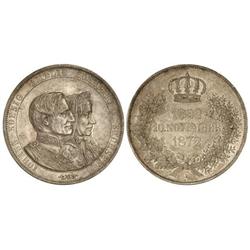 WORLD COINS: GERMAN STATES - 2 Thaler. 1872-B. SAJONIA-ALBERTINE. AR. Bodas de oro duques Johann y A