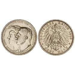 WORLD COINS: GERMAN STATES - 3 Marcos. 1910-A. SAXE-WEIMAR-EISENACH. AR. Segunda boda de Gran Duque 