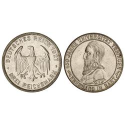 WORLD COINS: GERMANY - 3 Marcos. 1927-F. REPÚBLICA DE WEIMAR. AR. 40 aniversario Universidad de Tubi