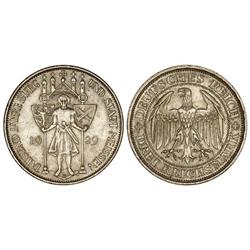 WORLD COINS: GERMANY - 3 Reischmark. 1929-E. REPÚBLICA DE WEIMAR. AR. 1000 aniversario Heissen. (Ray