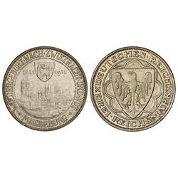 WORLD COINS: GERMANY - 3 Reichsmark. 1931-A. REPÚBLICA DE WEIMAR. AR. 300 aniversario Magdeburgo. KM
