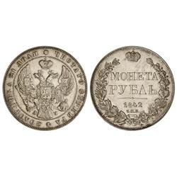 WORLD COINS: RUSSIA - Rublo. 1842-AY. NICOLÁS I. SAN PETERSBURGO. AR. Ensayador: A. C-168.2. EBC. 