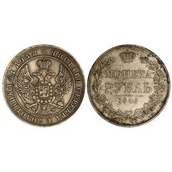 WORLD COINS: RUSSIA - 1 Rublo. 1846-MW. NICOLÁS I. VARSOVIA. AR. Pátina. (Leves manchitas). C-168.2.
