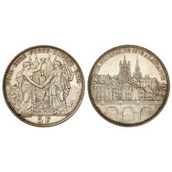 WORLD COINS: SWITZERLAND - 5 Francos. 1876. FESTIVAL DE TIRO: LAUSANNE. AR. X-S13. EBC. 