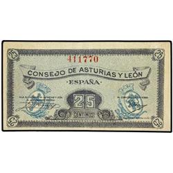 SPANISH BANK NOTES: CIVIL WAR, REPUBLICAN ZONE - Serie 5 billetes 25, 40, 50 Céntimos, 1 y 2 Pesetas