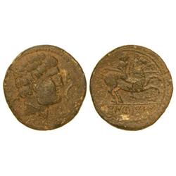 CELTIBERIAN COINS - As. CONTERBIA CÁRBICA. Anv.: Cabeza masculina a derecha, detrás leyenda ibérica.
