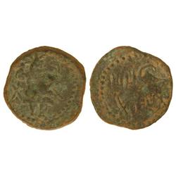 CELTIBERIAN COINS - Semis. EBUSUS. Anv.: Bes con martillo y serpiente, a la izquierda letra púnica a