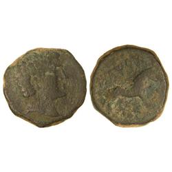 CELTIBERIAN COINS - As. ILTIRTA. Anv.: Cabeza masculina a derecha. Rev.: Lobo a derecha, encima leye