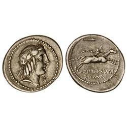 ROMAN COINS: ROMAN REPUBLIC - Denario. 90-89 a.C. CALPURNIA. L. Calpurnius Piso Frugi. Anv.: Cabeza 