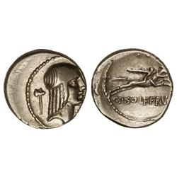 ROMAN COINS: ROMAN REPUBLIC - Denario. 90-89 a.C. CALPURNIA. C. Calpurnius Piso Frugi. Anv.: Cabeza 